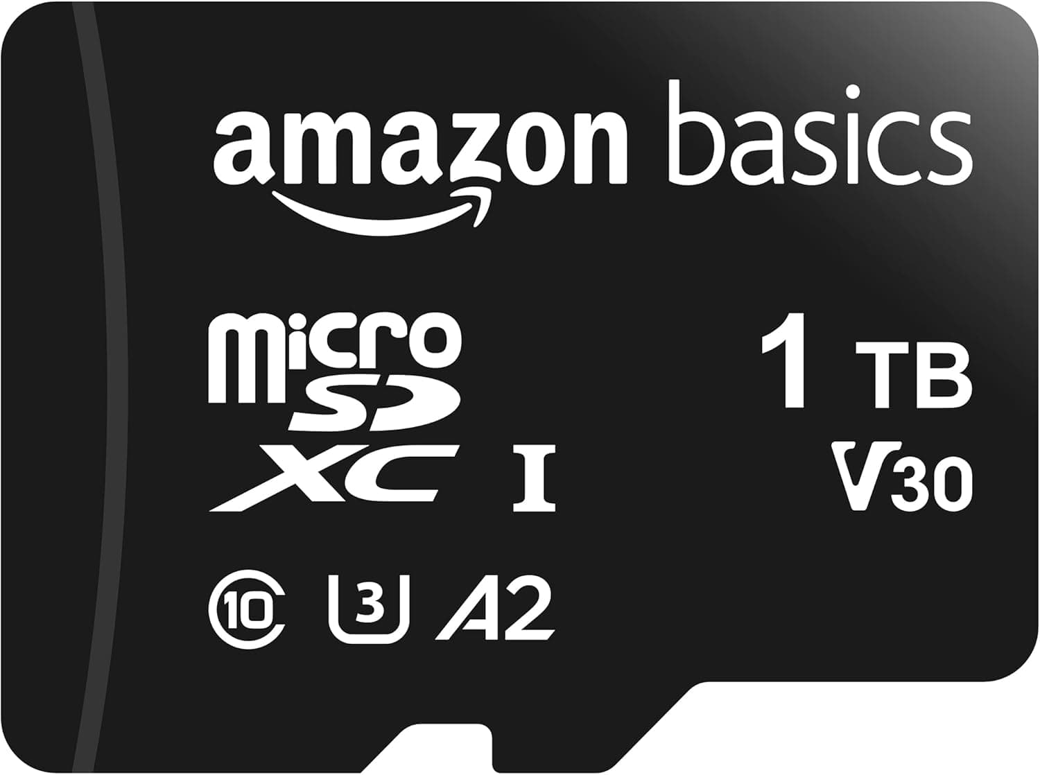 Amazon Basics - MicroSDXC, 1 TB, com adaptador SD, A2, U3, velocidade de leitura até 100 MB/s, preto