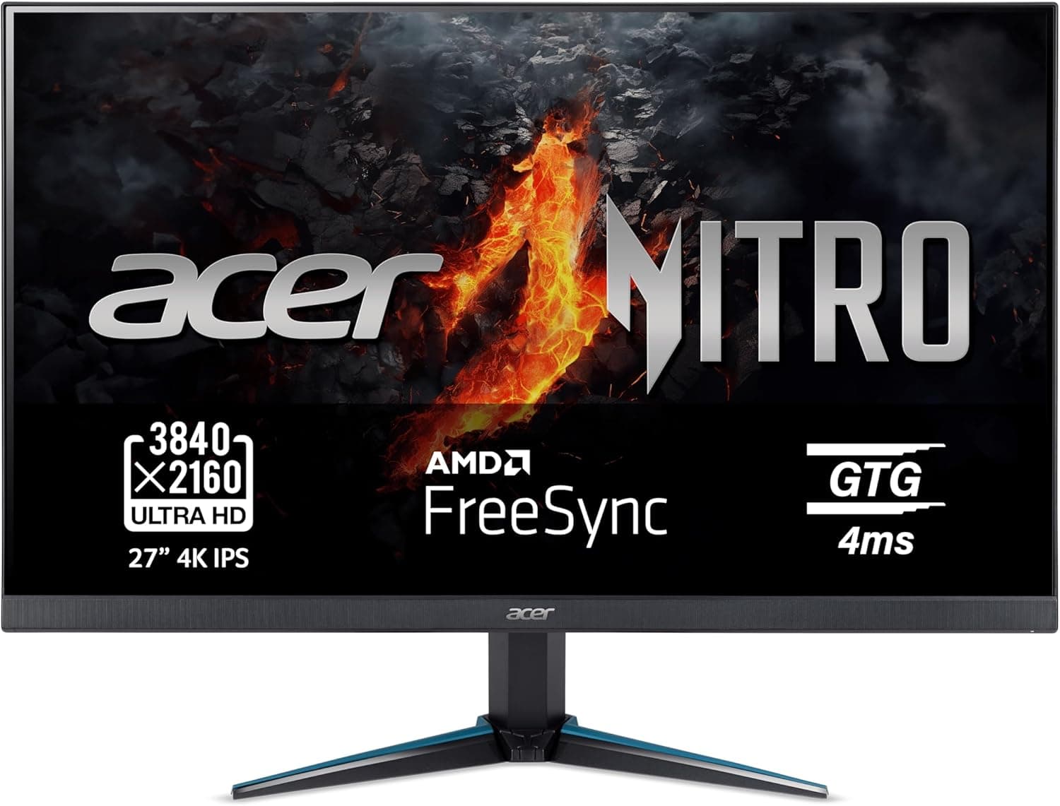 Acer Nitro VG270K L Monitor de jogos de 27" 4K UHD IPS (68,6 cm, 3840x2160, 16:9, 350 Nits, tempo de resposta 4 ms VRB, HDR10, HDMI 2.0/DP 1.2) monitor PC Gaming, Cor preta