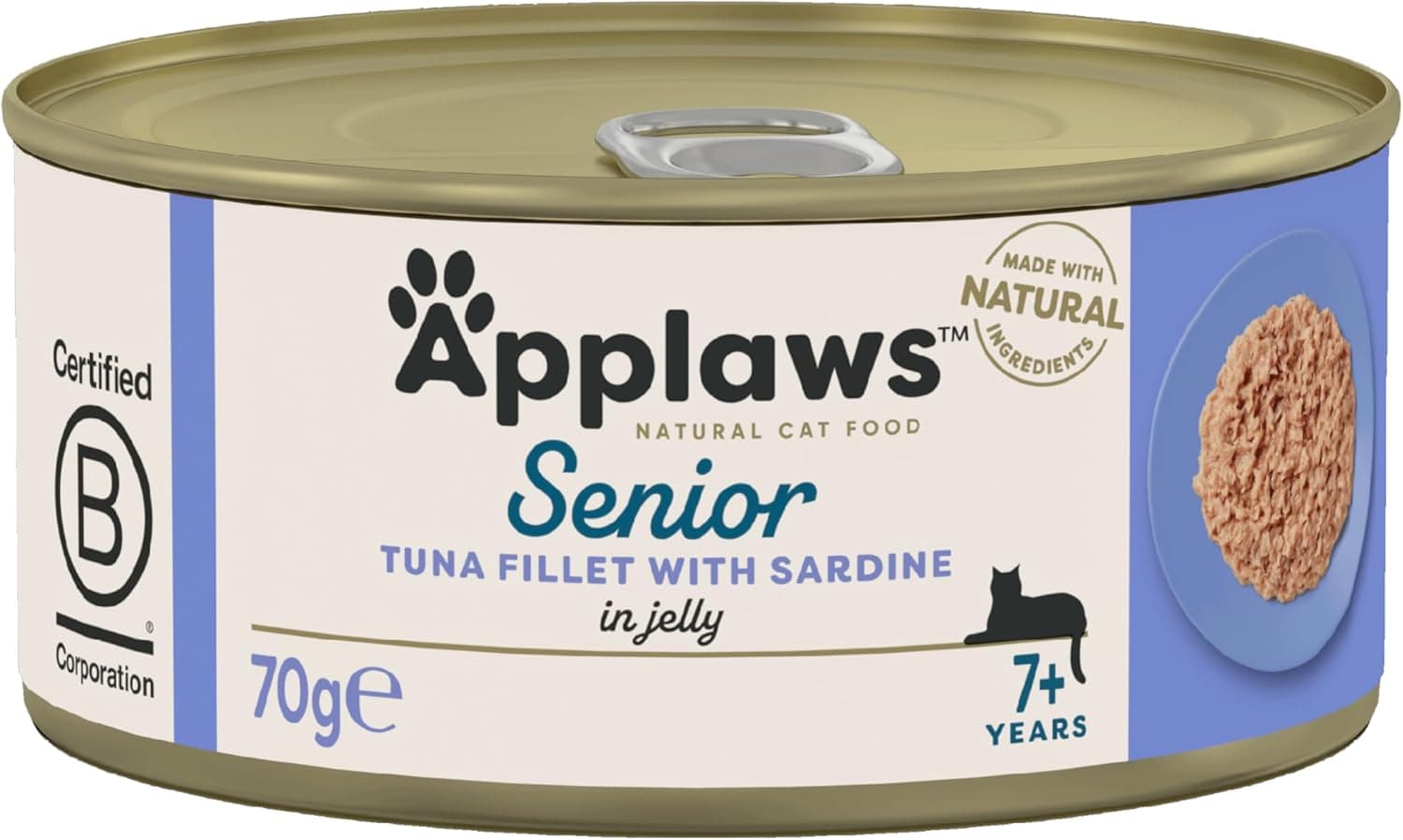 Applaws 1031NE-A Alimento completo para gatos, sénior, atum com sardinhas em gelatina macia, 70 g (embalagem de 24)