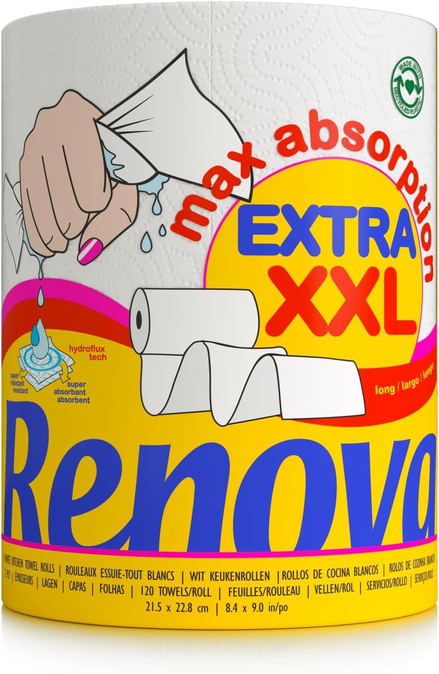 Renova - Maxiabsorption, rolos de cozinha XXL, tripla, branco - 1 rolo