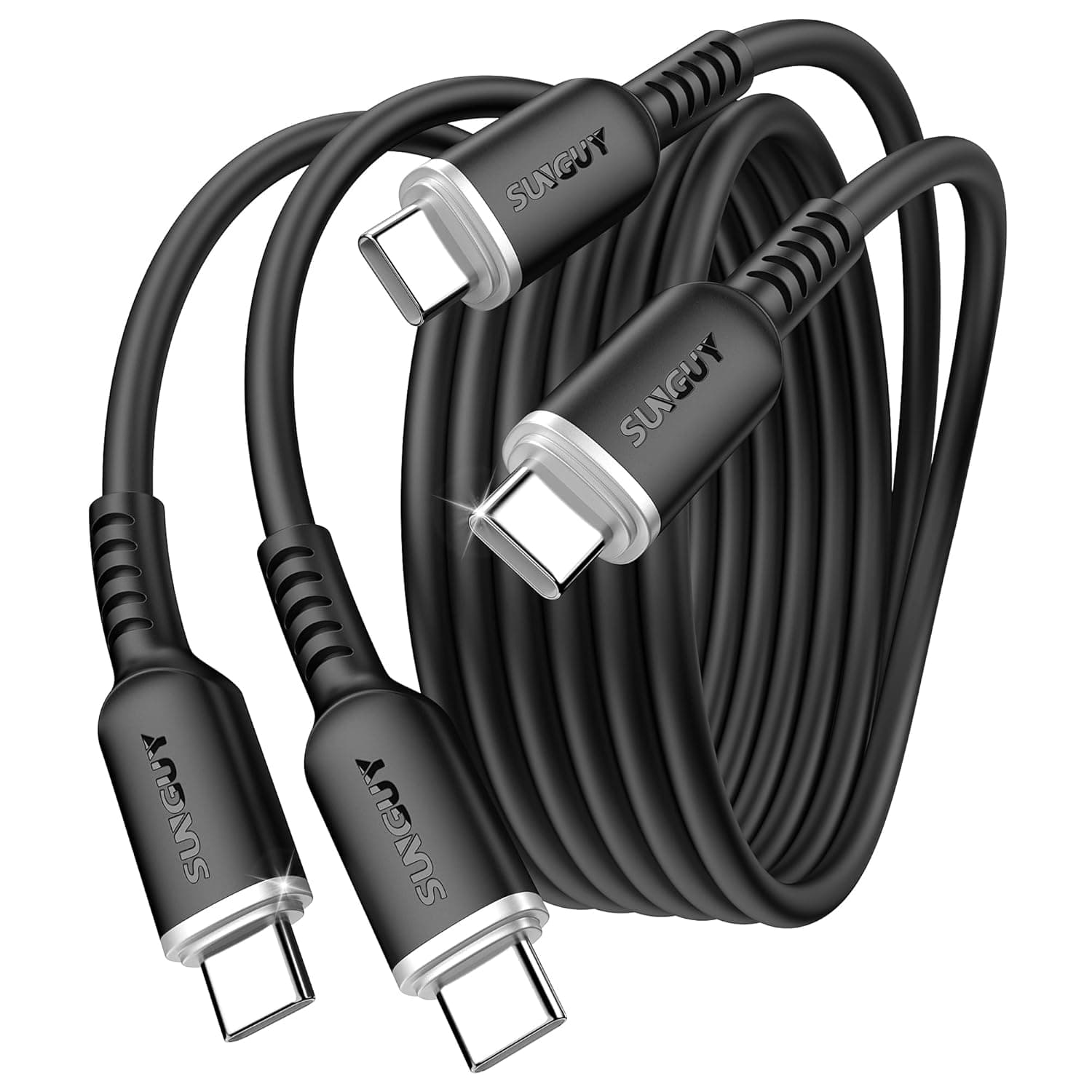 SUNGUY Cabo USB C a USB C de silicone, 1 m x 2 100 W cabo USB C de carregamento rápido, cabo USB tipo C para iPhone 15 Pro Max, Galaxy S24/S23, Google Pixel 8/8 Pro, iPad Pro/Air, xiaomi, MacBook Pro