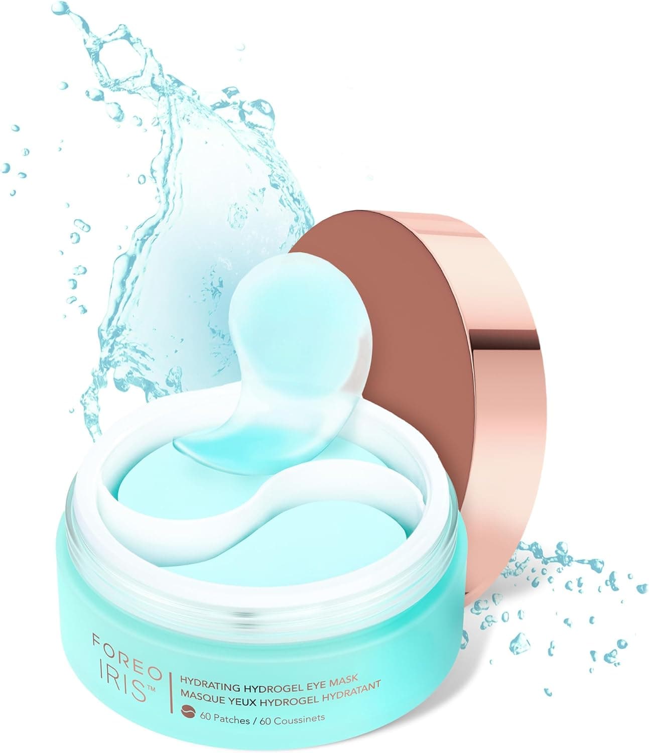 FOREO IRIS Patches olhos com colagénio - contorno de olhos anti-olheiras - vitamina B, vitamina C e vitamina E, retinol - anti-olheiras mulher - hidratante, vegan, 60 remendos olhos bolsas e orelhas