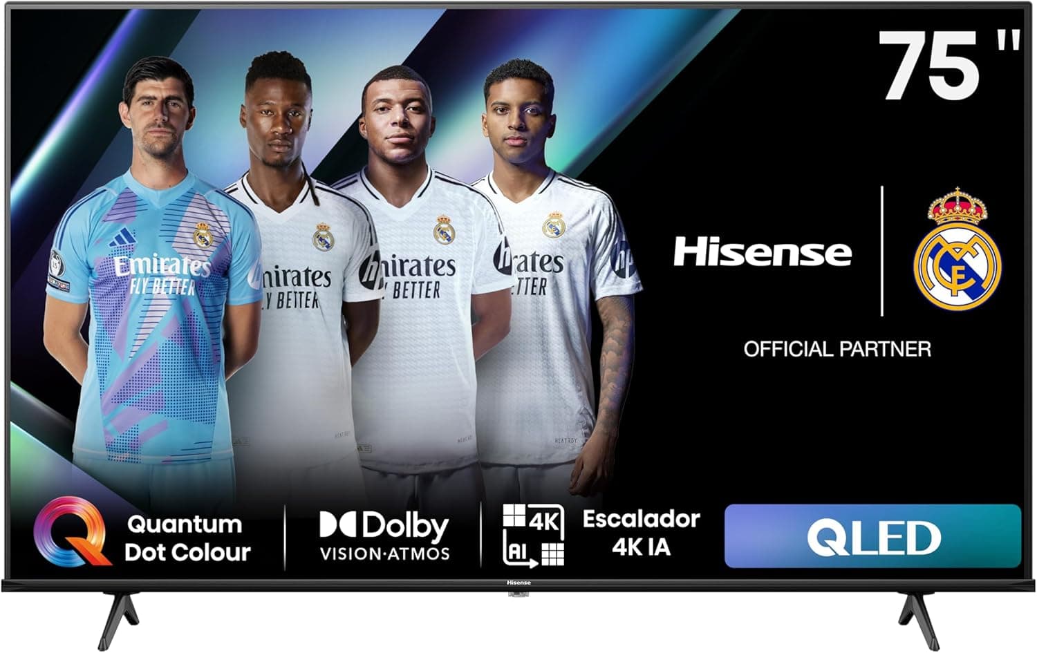 Hisense 75E7NQ - QLED Smart TV, televisão de 75 polegadas, Quantum Dot Colour, visão Dolby, Dolby Atmos, modo de jogo Plus, 60 Hz VRR 120 fps, Bluetooth & HDMI, controlo por voz televisor, VIDAA