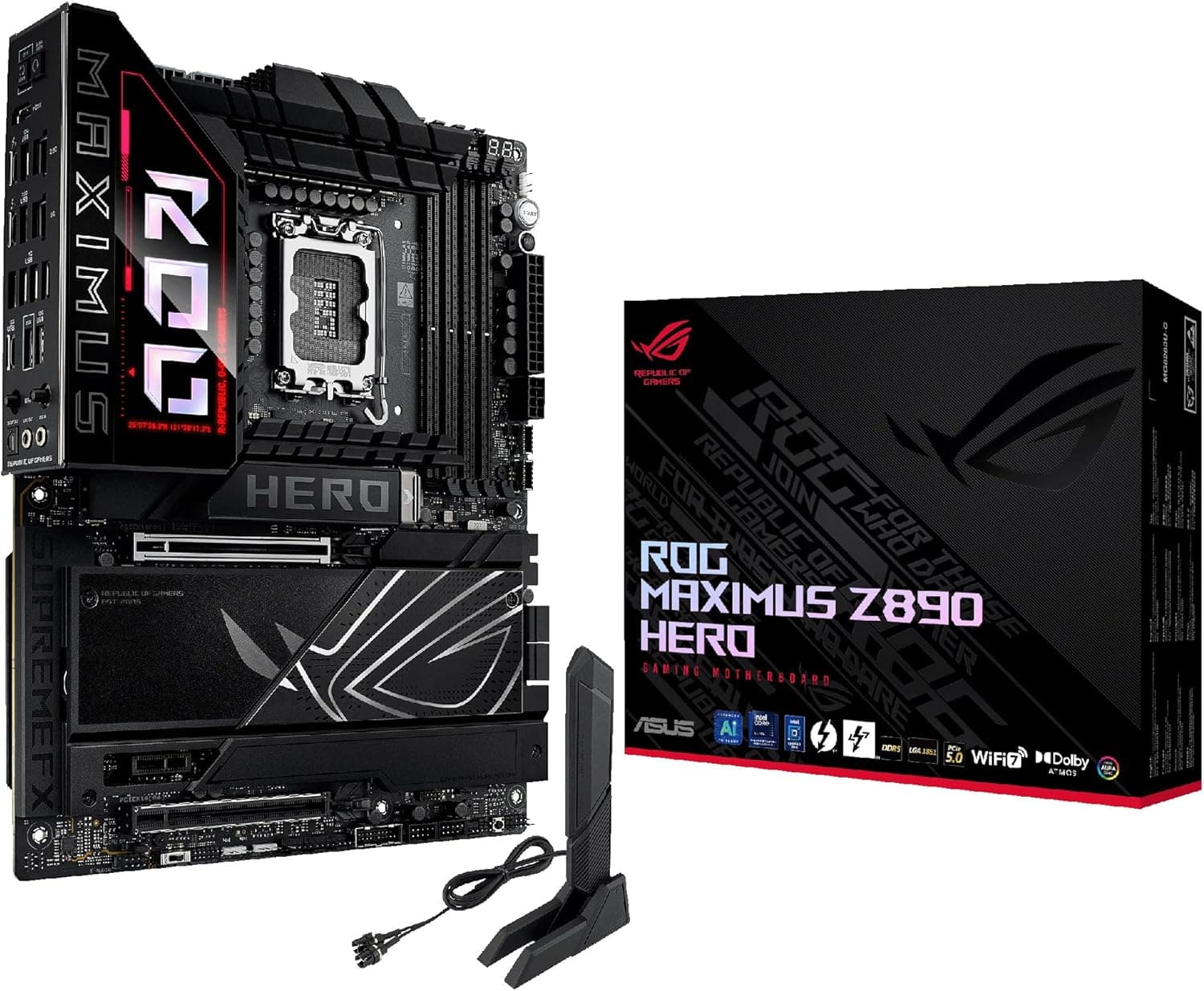 ASUS ROG Maximus Z890 Hero - Placa base ATX, 22 + 1 2 etapas de potência, DDR5, PCIe 5.0, compatível com GPU de última geração, seis M.2, WiFi 7, overclocking AI, PCIe Q-Release Slim