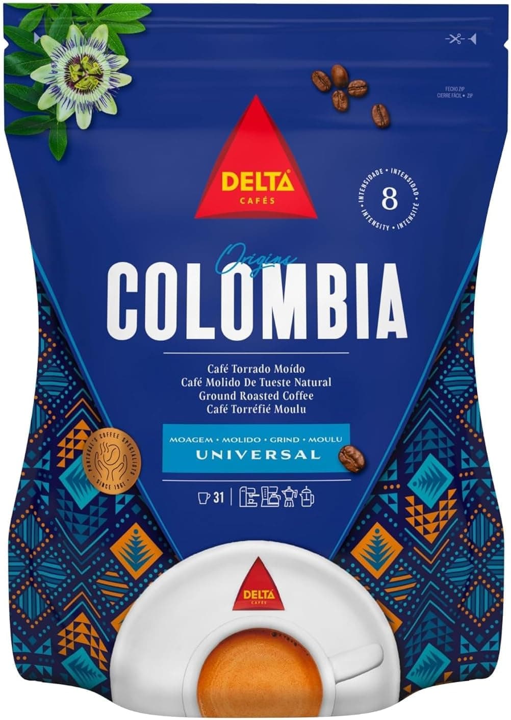 Delta Cafés Bio Origen Colômbia - café moído certificado, notas suaves e aveludadas, com leves, nuances cítricos, 220 g