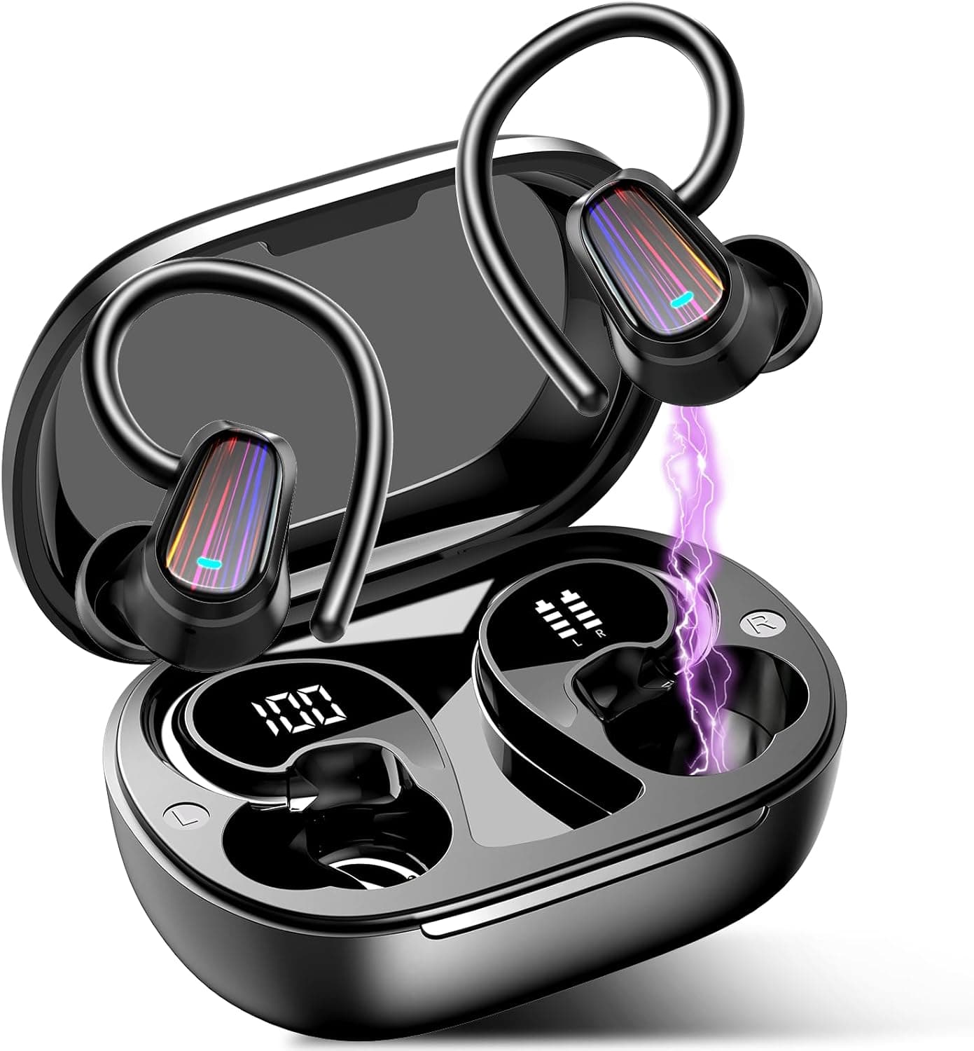 OYIB Auriculares tradutores em tempo real, 3 em 1 AI auriculares tradutor de idiomas 164 idiomas com APP, 50H capacetes sem fios Bluetooth 5.4 com controlo tátil com luz LED para viagens, reuniões