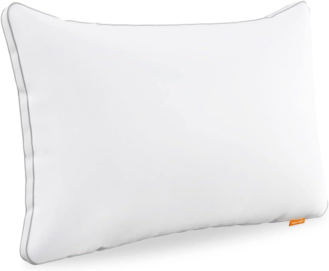 Sweetnight Almofada de fibra, suporte de pescoço para hotel, poliéster enchimento de almofada, ajustável com fecho de correr vegano, branco, 48 x 74 cm