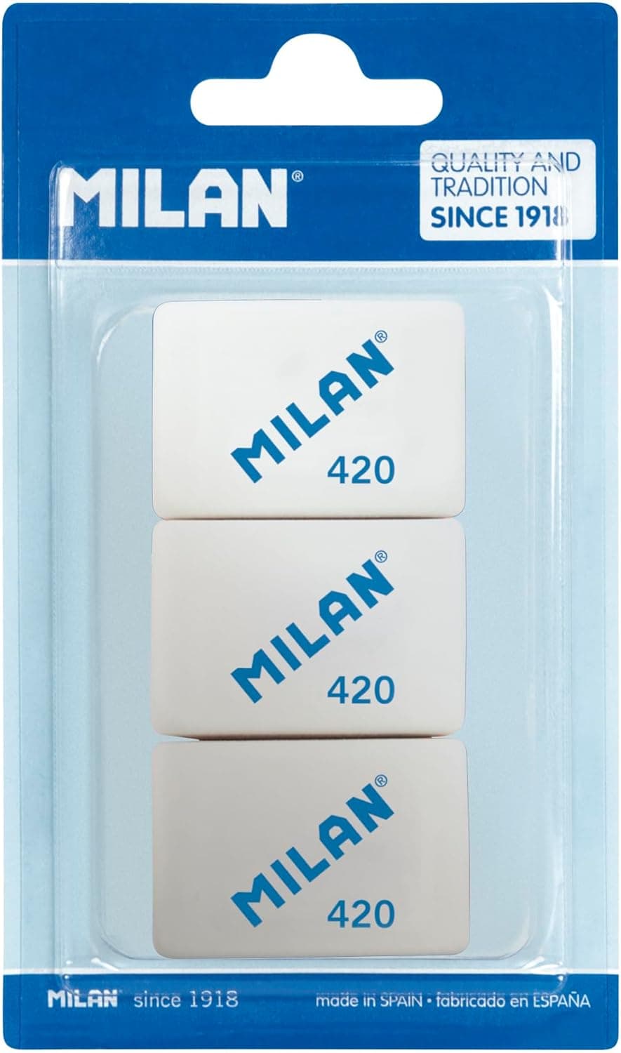 MILAN BMM9221 Pack de 3 borrachas escolares