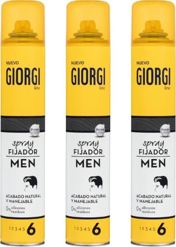 Giorgi Line - Fixador masculino em spray, acabamento natural e manuseável, 0% silicone e resíduos, fixação 6-300 ml x 3