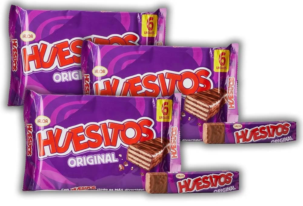 Huesitos Original - Barrinhas de chocolate crocantes cobertas de chocolate com leite e com enchimento de cacau (36%), 120g x 3