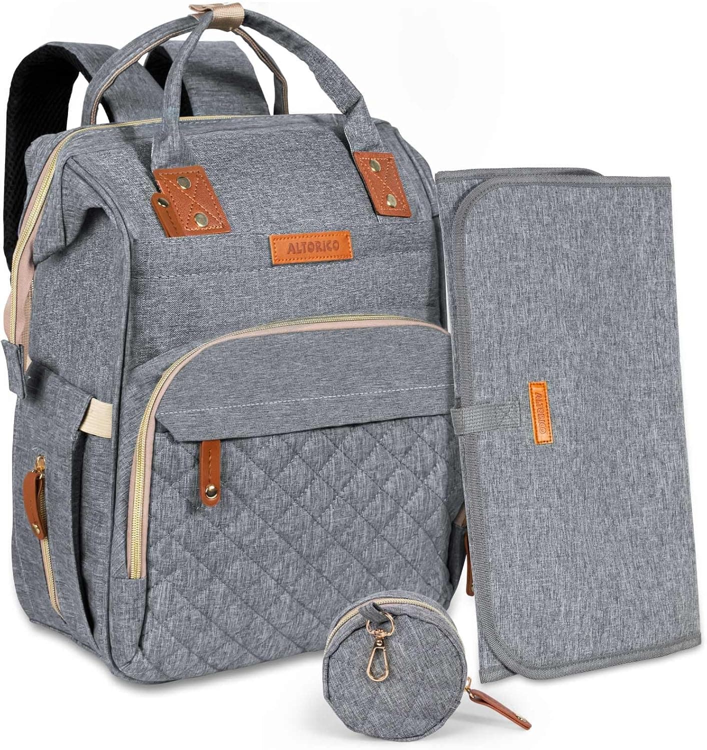 Mochila de fraldas - mochila trocador mochilas de fraldas para bebé grande multifuncional mochila de mudança bolsa de fraldas com trocador portátil, porta-chupetas 2 ganchos carrinho para mãe e pai