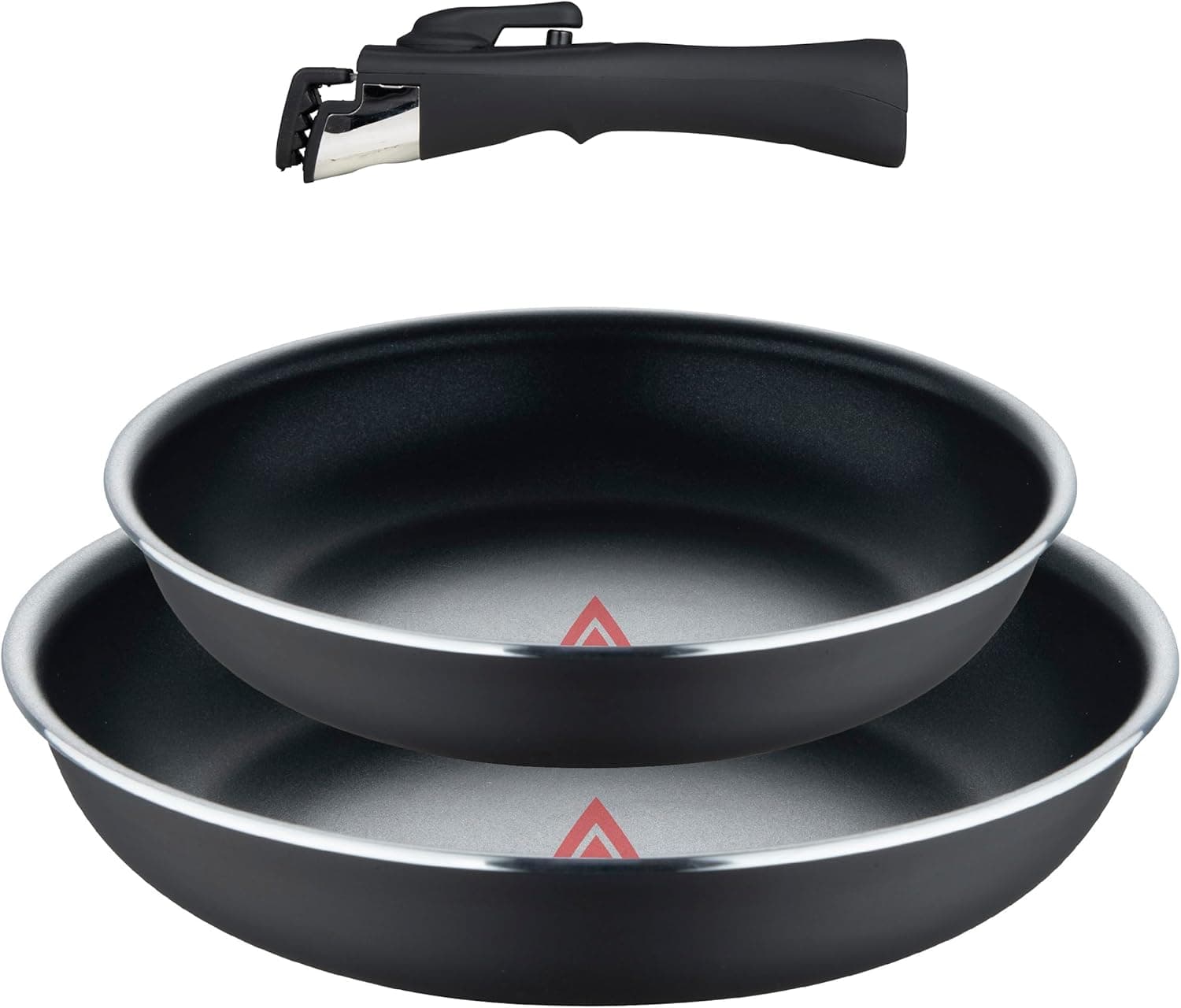 Bergner Conjunto de 3 peças frigideiras 22 + 26 cm com cabo desmontável - alumínio prensado & Heat Dot, revestimento ILAG essencial - preto, 22 cm, 26 cm