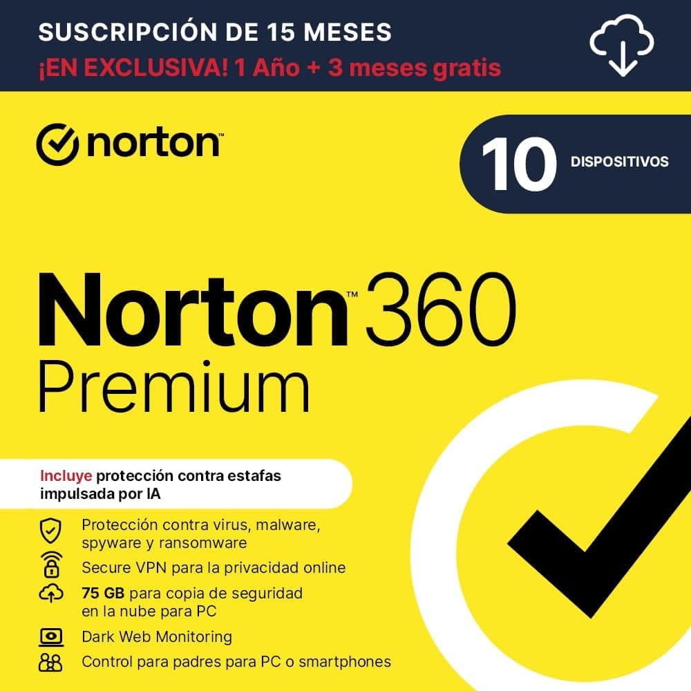 Norton 360 Premium | Antivírus para 10 dispositivos com licença de 15 meses por download digital