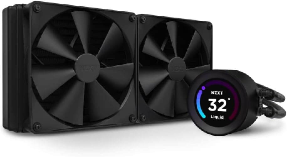 NZXT Kraken Elite 280 - AIO Refrigeração líquida PC para processador de 280 mm dissipador de calor CPU caixa PC - Ecrã LCD de 2,36" personalizável, 2 ventoinhas F140P - cor preta - RL-KN28E-B1