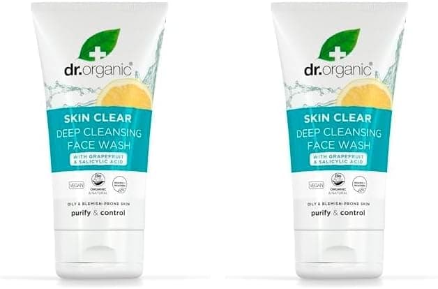Dr. Organic Limpador facial de poros, fórmula enriquecida com óleo de árvore de chá, 125 ml (embalagem de 2)