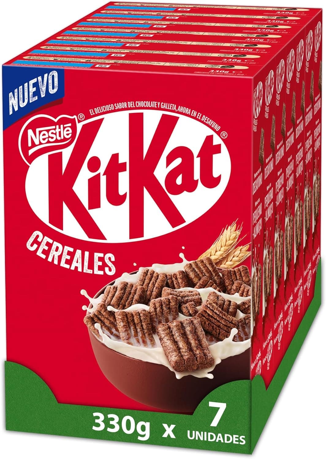 Cereales Nestlé KitKat Cereais, cereais de trigo integral e milho revestidos com chocolate com leite, 7 embalagens de 330 g