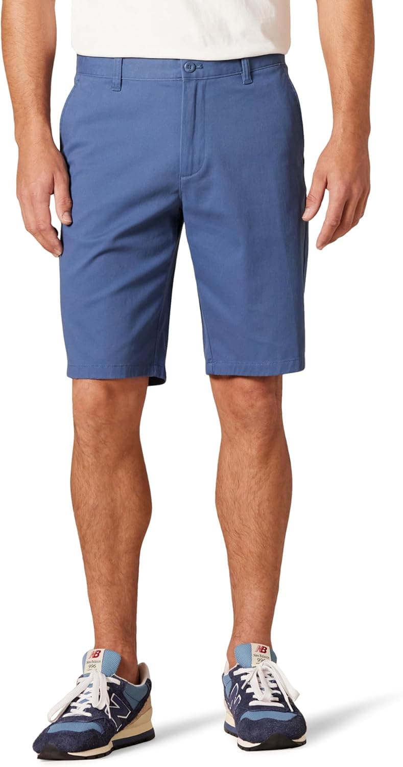 Amazon Essentials Calções chineses elásticos, confortáveis, sem pinças, de 28 cm e ajuste ajustado para homem