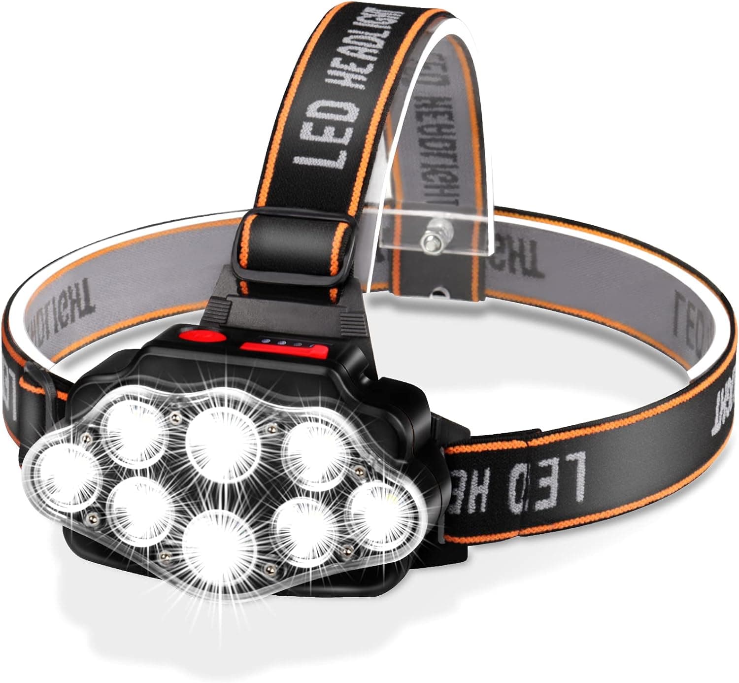 DAWINSIE Lanterna frontal LED recarregável, alta potência, cabeça com 4 modos, alcance de 500 m, com impermeável IPX20 para capacete, pesca, bicicleta, campismo e caça