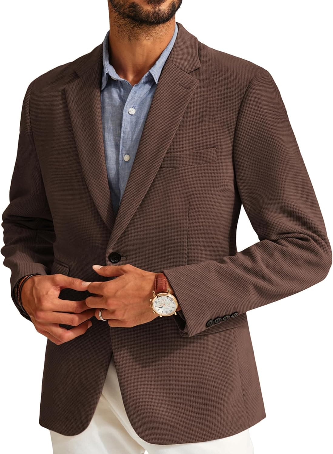 PJ PAUL JONES Blazer de veludo para homem, casaco leve e casual