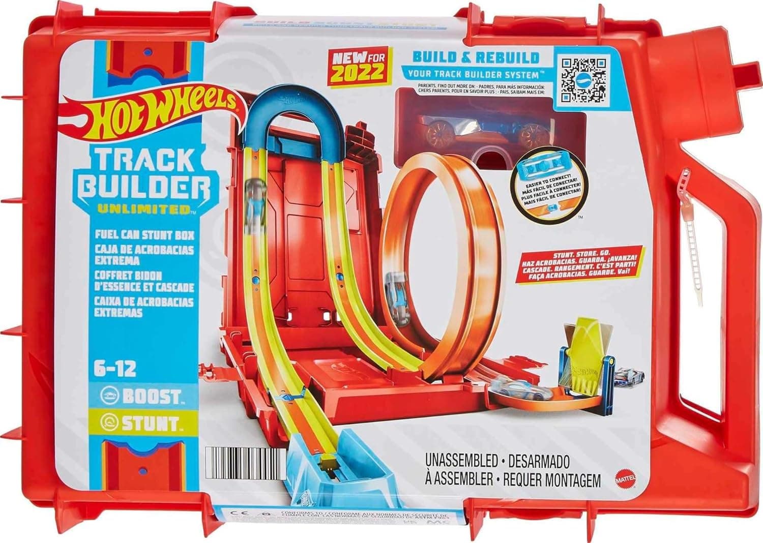 Hot Wheels Track Builder Caixa de lata de gasolina conjunto de faixas para carros de brinquedo (Mattel HDX78)