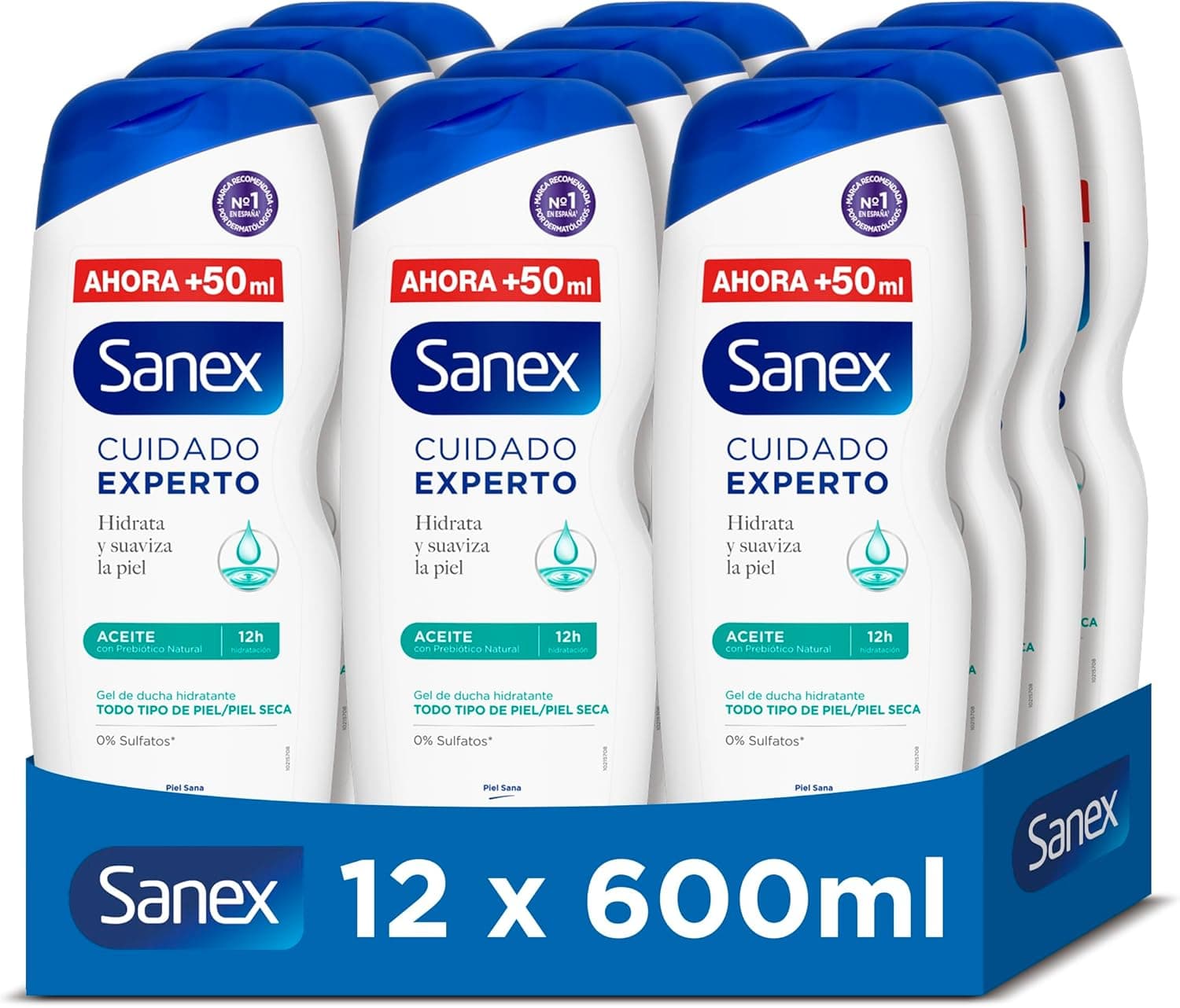 Sanex Cuidado especialista com óleo de gel de duche, pack de 12 unidades x 600 ml