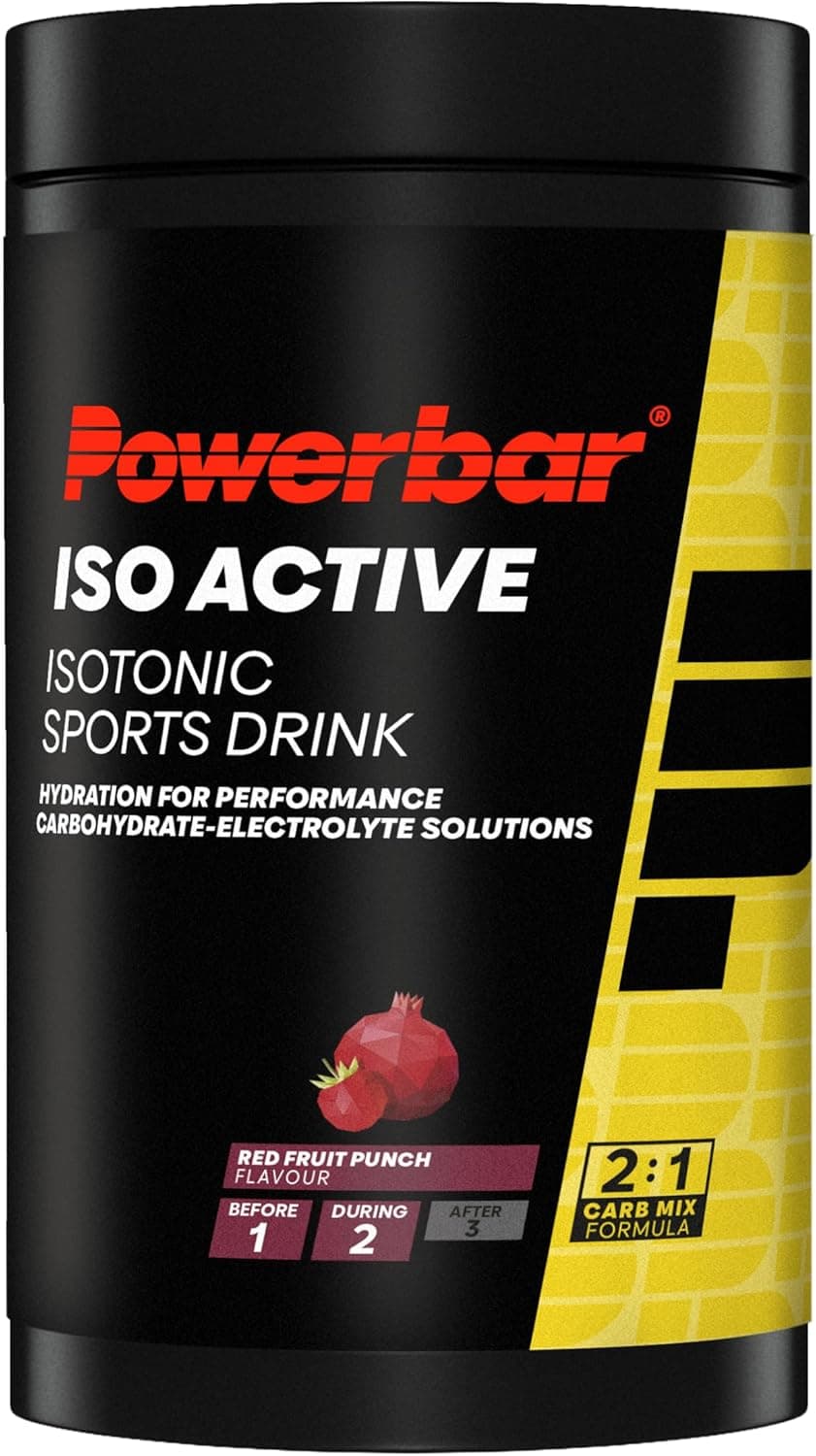 PowerBar Isoactive Red Fruit | Bebida isotónica em pó com 5 eletrólitos e C2MAX, 600 g