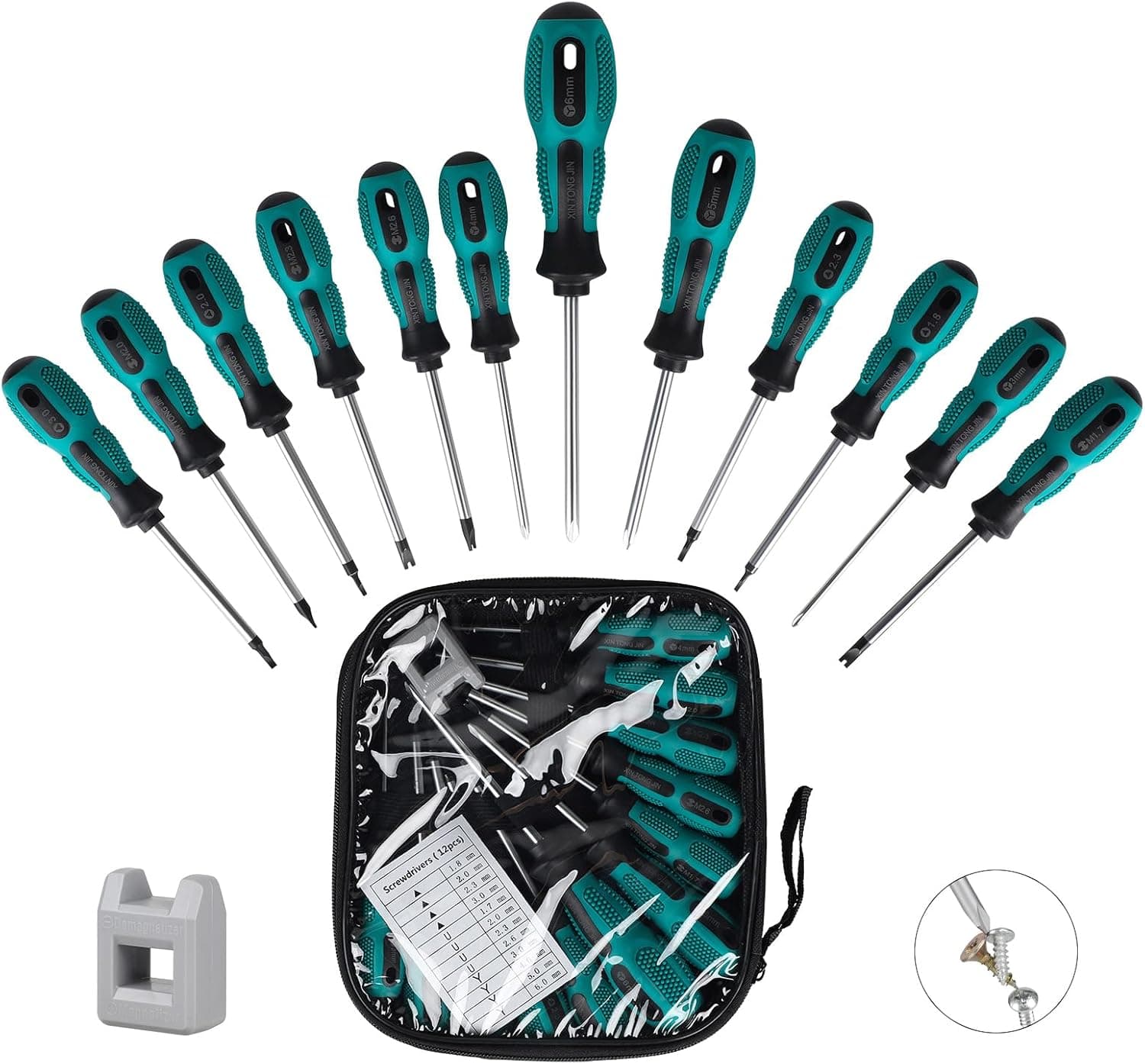 SUPAWAY Conjunto de 12 chaves de fenda magnética com bolsa de ferramentas e magnético para 3 formas especiais: ▲, U, Y, 9 tamanhos para eletrodomésticos