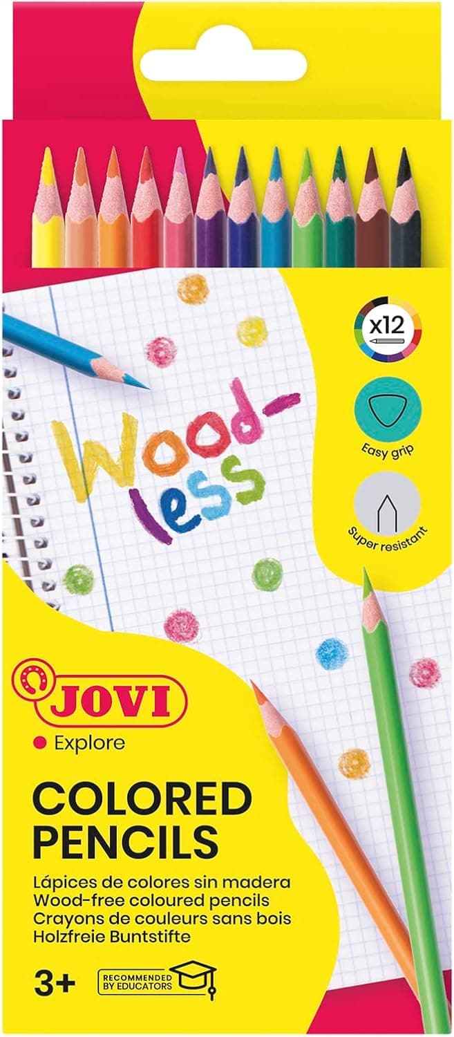 Jovi Lápis de cores woodless, 12 unidades, cores sortidas (734/12), único