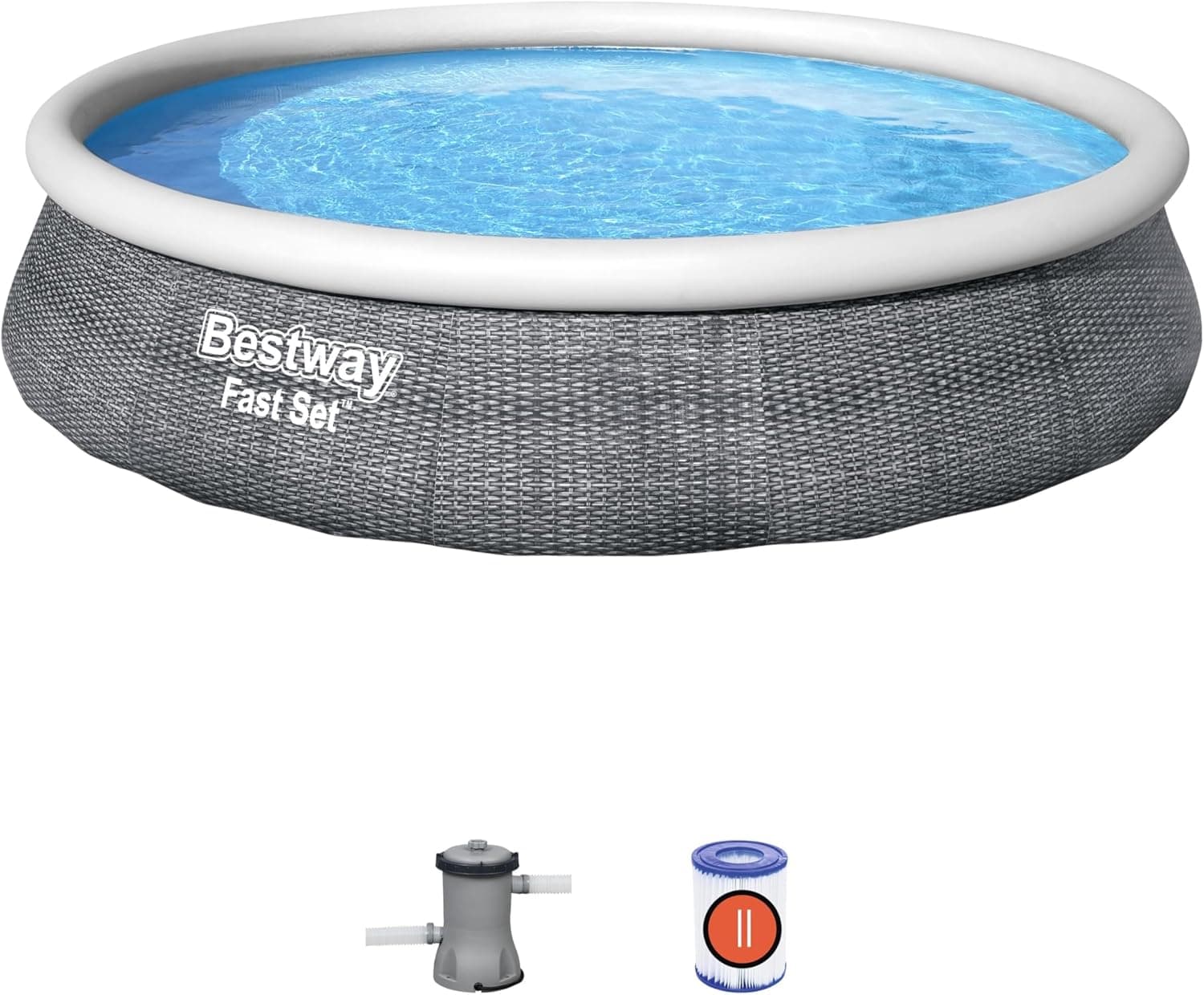 BESTWAY 57376 - Piscina removível Fast Set Rattan 396 x 84 cm purificador de cartucho 2,006 litros/hora