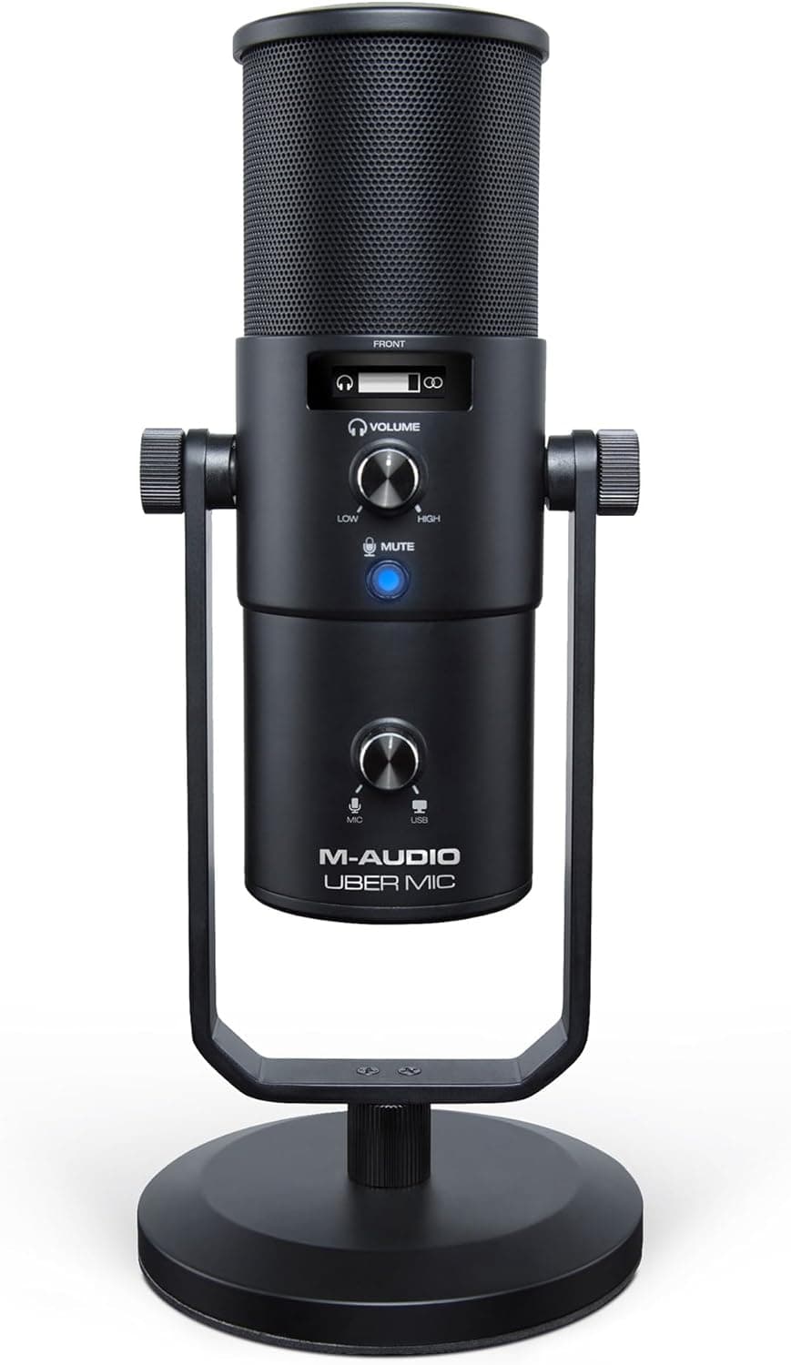M-Audio Uber Mic - microfone condensador USB, para gaming e streaming no PC, podcast, gravações, com 4 padrões polares, mute e saída de auriculares