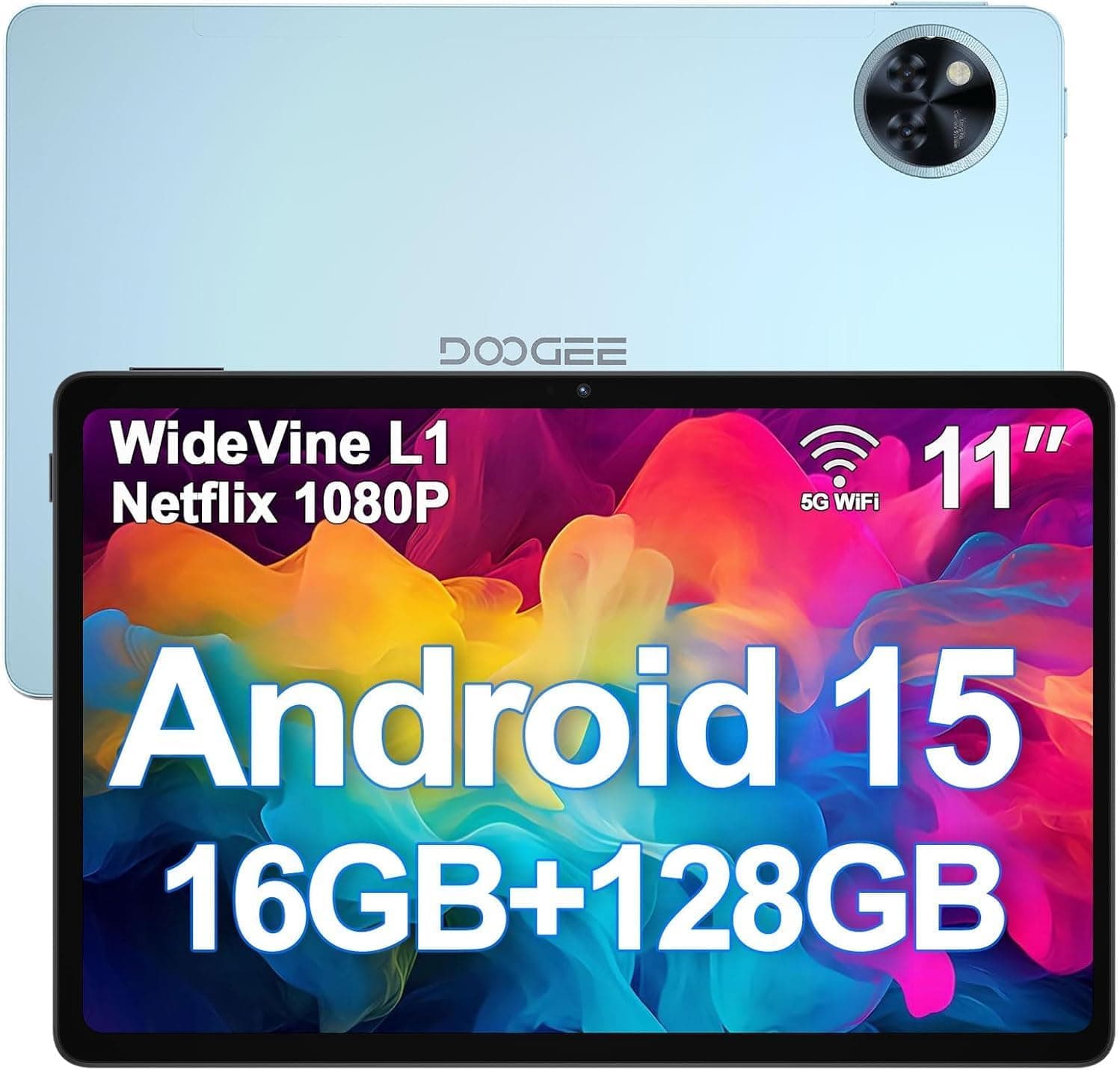 DOOGEE 2025 Android 15 Tablets U11 Tablet de 11 polegadas, 16 GB RAM+128 GB ROM (TF 2TB), 8580 mAh, Octa Core, 5 G WiFi Android Tablets| Widevine L1 | Netflix | Bluetooth 5.02 13MP. +5MP | GPS | OTG