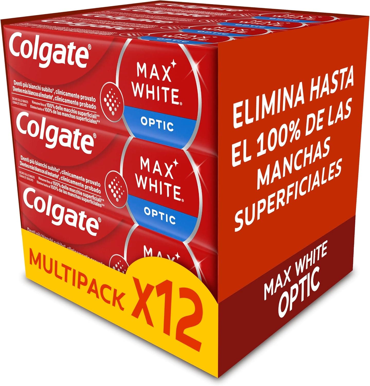 Colgate Max White Optic | Pack de 12 pastas de dentes branqueadoras 75 ml