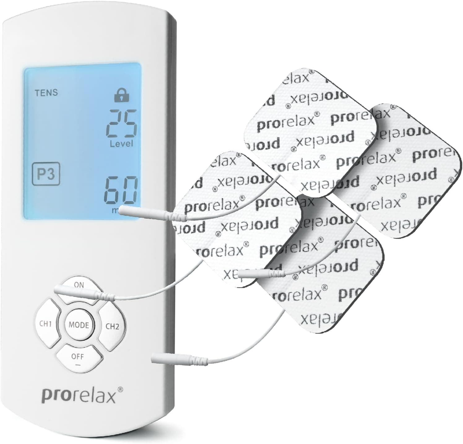 prorelax TENS/EMS Duo Comfort | Electrostimulation Device | 2 Therapies with One Device | Natural Therapy for Chronic Pain and Muscle Building | Large Illuminated Display