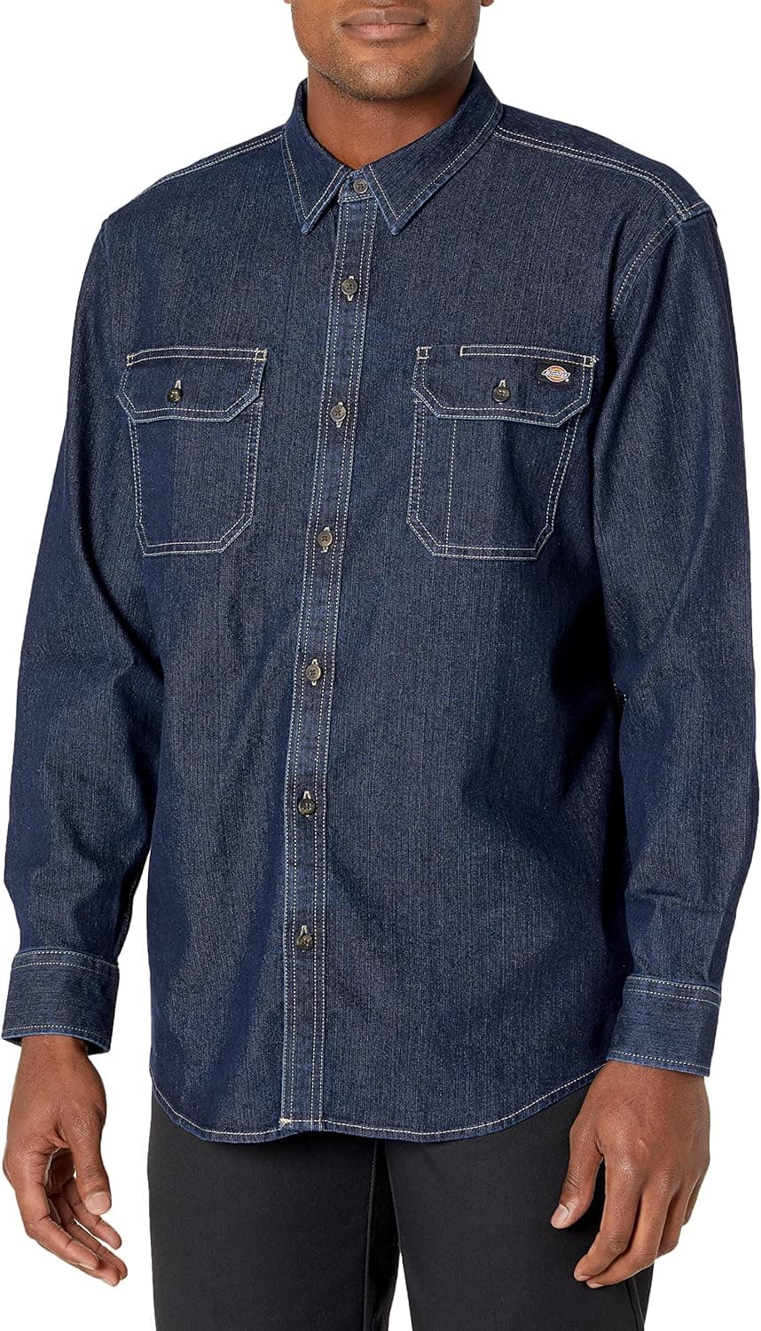 Dickies Men's Flex Denim Long Sleeve Shirt camisa abotoada para homem