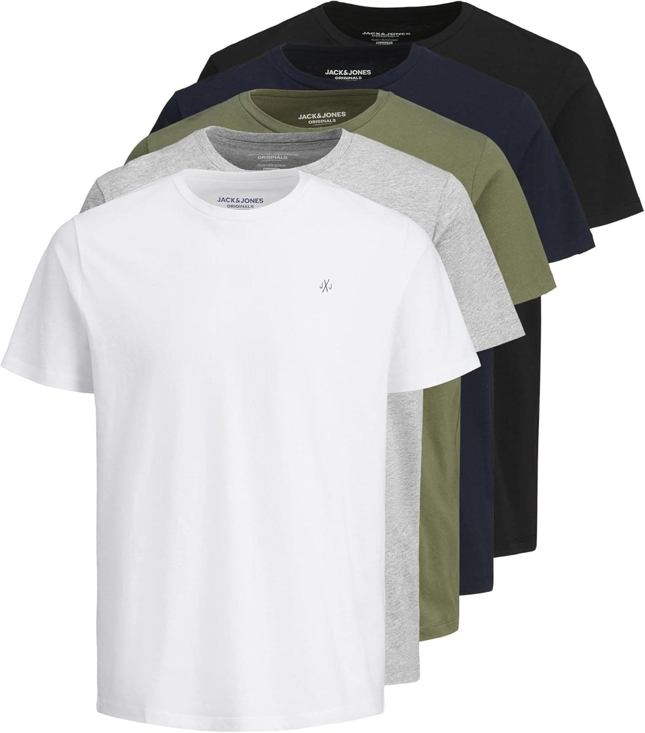JACK & JONES T-shirt 5-pack logótipo O-Neck para homem