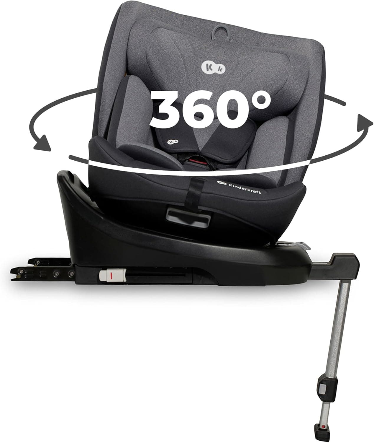 Kinderkraft I-360 Cadeira de carro, I-SIZE 40-150 cm, Isofix, cadeira carro de bebé, para crianças, ajustável, cadeira, RWF, FWF, universal para carro, assento de carro, 360º, grupo 0+/1/2/3, 0-36 kg,
