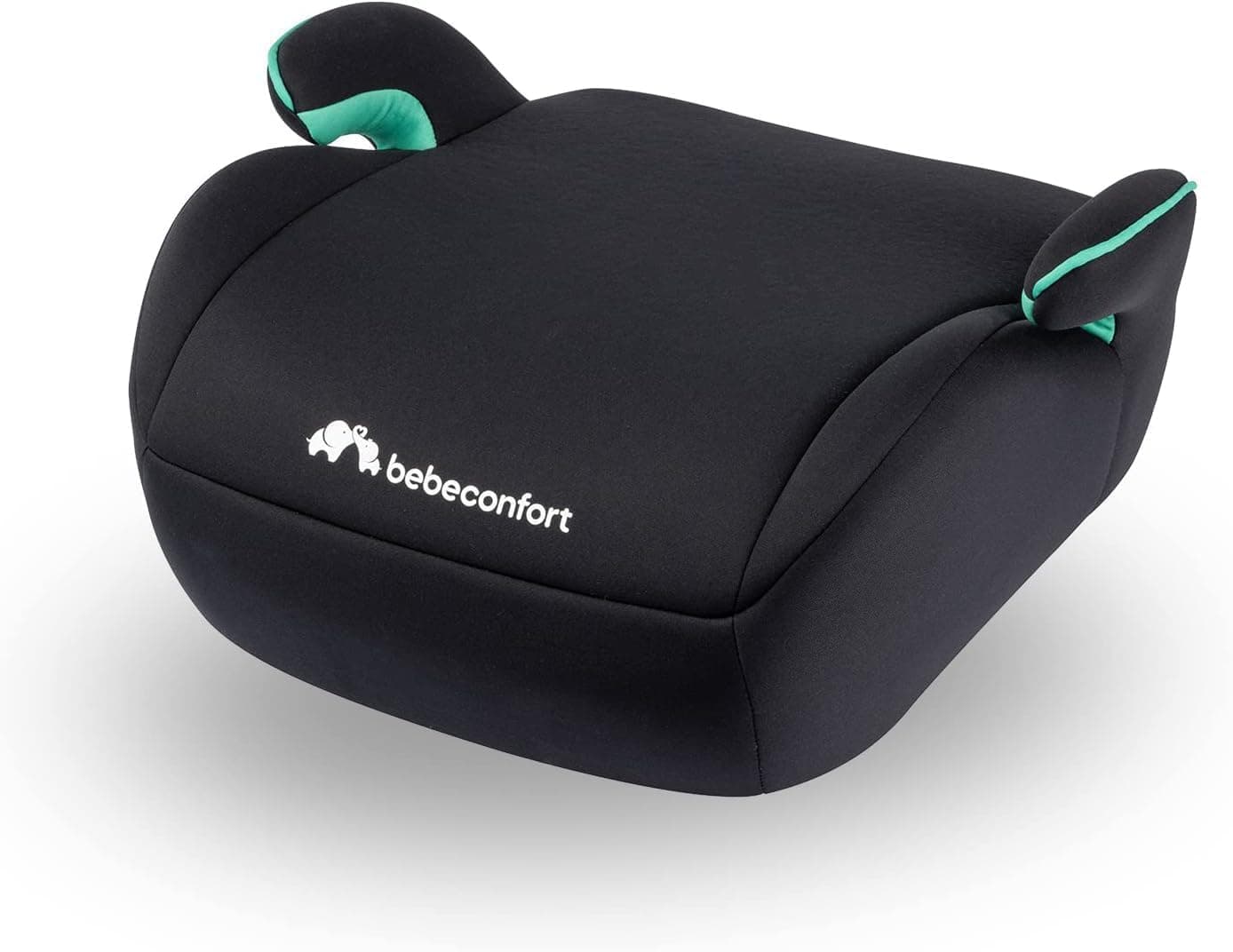Bebeconfort Manga i-Safe, assento elevador de carro, 6-12 anos, 125-150 cm; cadeira de carro, compacto e leve (<1 kg), fácil instalação com cinto, acolchoado, tecidos macios, preto completo