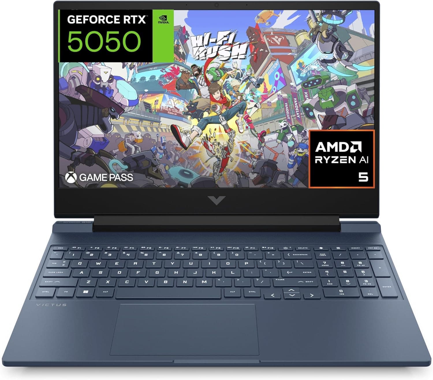 HP Victus 15-fb3035ns Computador portátil Gaming FHD de 15" (AMD Ryzen AI 5 340, 16 GB RAM, 512 GB SSD, NVIDIA RTX 5050, freeDos), azul, teclado QWERTY espanhol