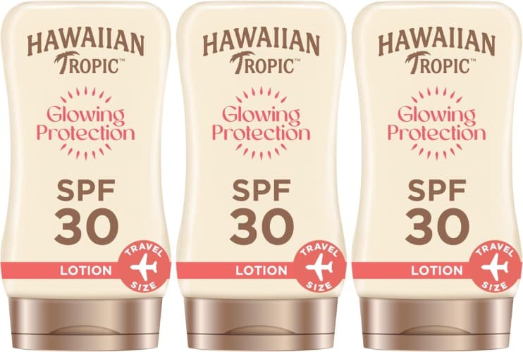 Hawaiian Tropic Satin Protection MINI Ultra Radiance - Loción Solar de Protección Alta SPF 30 , Protege y Suaviza la Piel , Fragancia Frutas Tropicales , Formato Viaje 100 ml Individual Tamaño Viaje