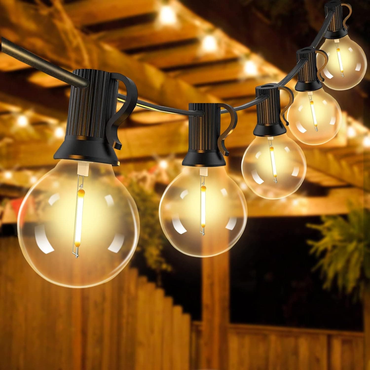 Voolex Guirlanda luzes exteriores, 12 m 40 Ft corrente luminosa, luzes de árvore para jardim terraço casa decoração, branco quente lâmpadas