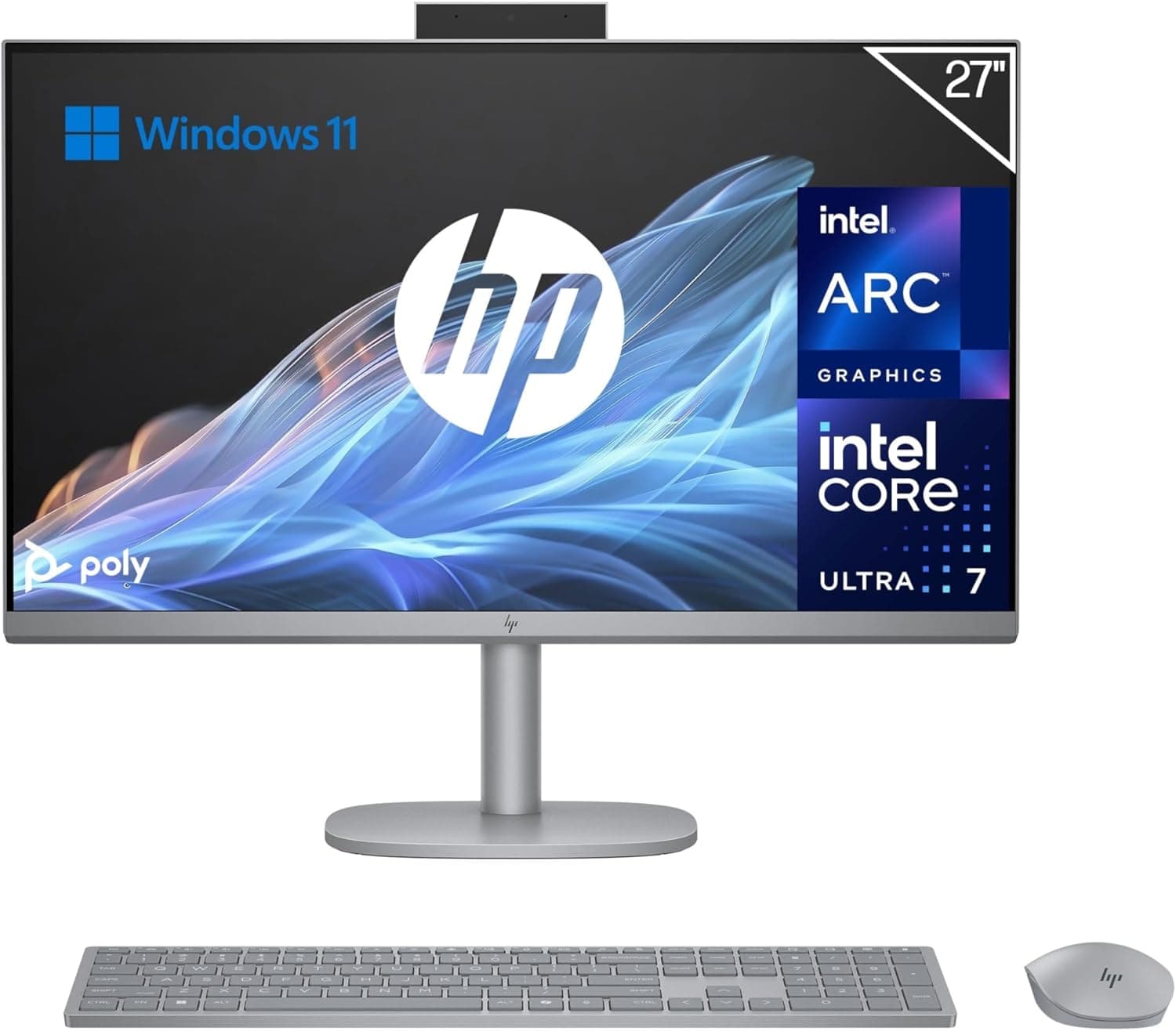 HP OmniStudio X All-in-One 27 FHD (processador Intel Ultra 5-125H, 16 GB RAM, 1TB SSD, gráfico Intel ARC, Windows 11), teclado QWERTY espanhol, prateado