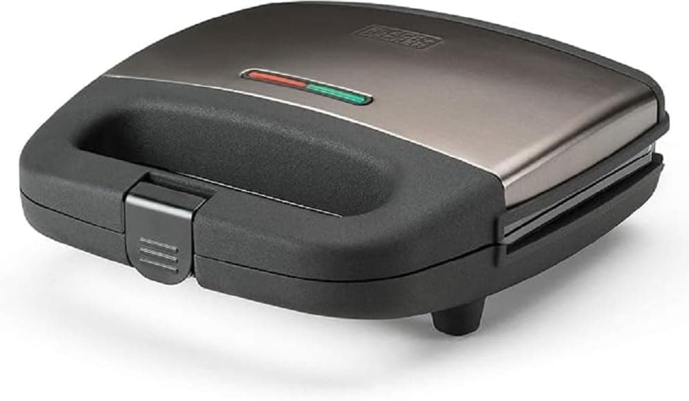 Black+Decker BXSA751E | Máquina de tostas com placas antiaderentes 750 W e acabamento inox antidigitais
