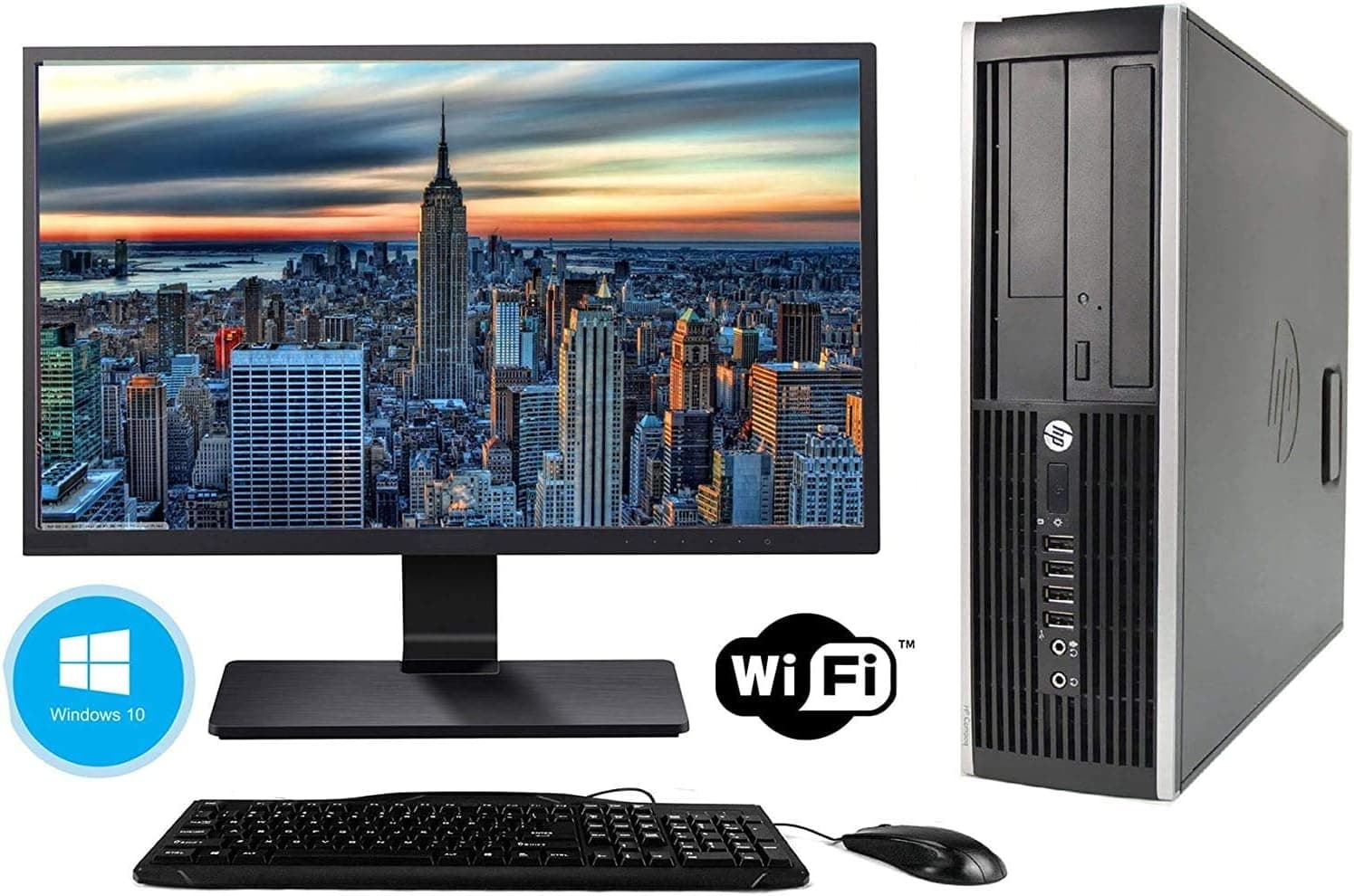 Hp Elite 8300 Computador de mesa monitor de 24'' (Intel Core i5-3470, 8 GB de RAM, disco de 240 SSD+ 500 GB HDD, leitor DVD, WiFi, Windows 10 Pro 64 (recondicionado)