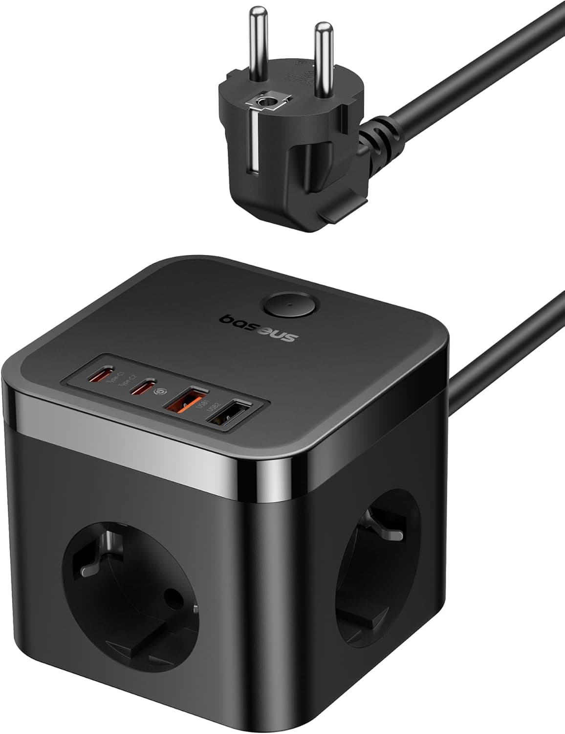 Baseus 30 W Cube USB C tomada GaN5 USB C carregador USB 3 tomadas com interruptor portátil PD carregador para MacBook, iPad, iPhone 16/15/14/13/12, Galaxy, jogo, casa, escritório