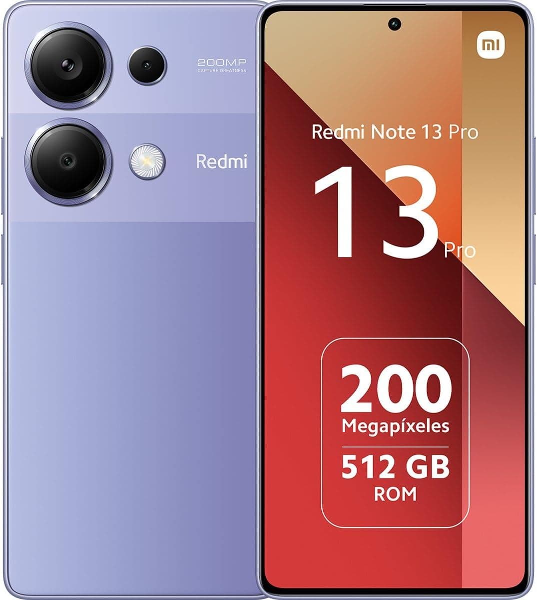Xiaomi Redmi Note 13 Pro 4G Smartphone de 12+512 GB, ecrã de 6,67" AMOLED FHD+ 120Hz, Mediatek Helio G99 Ultra, câmara tripla de até 200 MP, Hypercharge 67W, roxo 