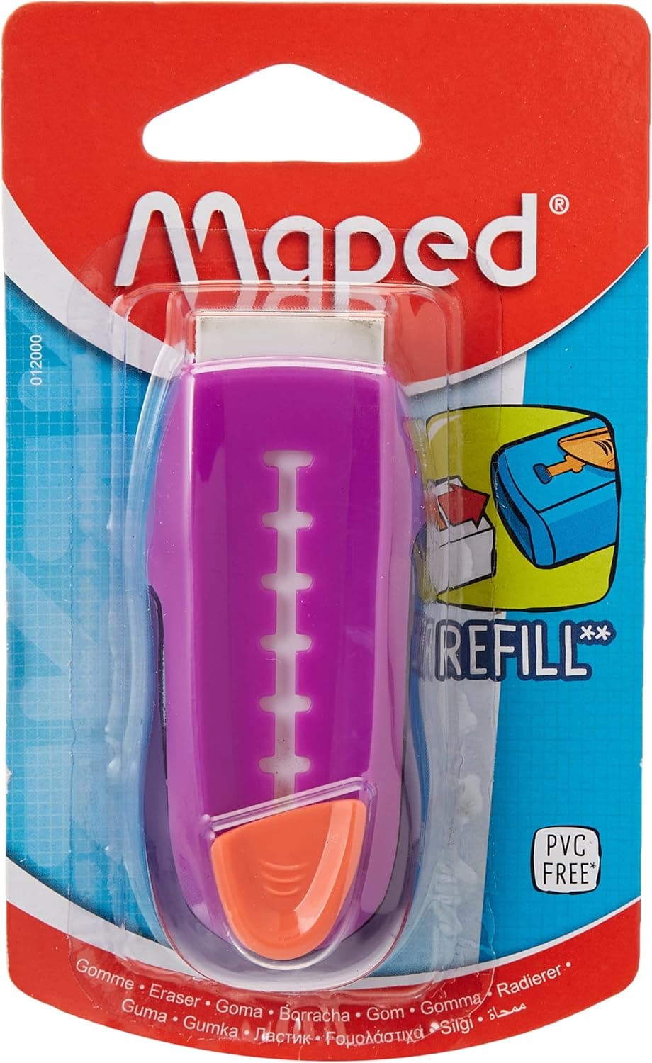 Maped Universal Gom Stick - borracha de borracha protegida e recarregável, cor roxa