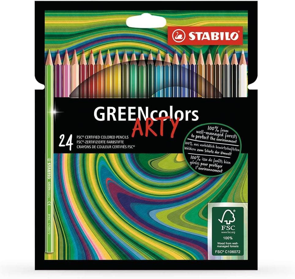 Lápis de cor ecológica STABILO GREENcolors - estojo ARTY com 24 cores