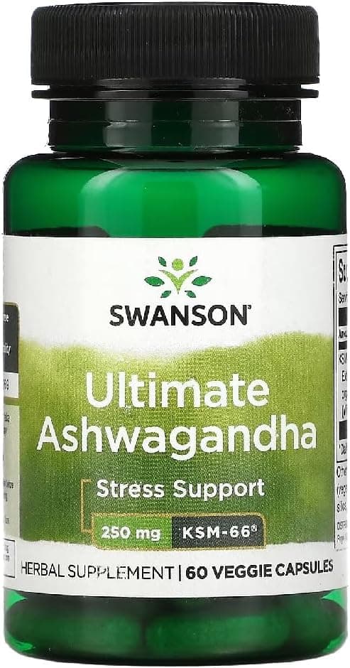 Swanson - ULTIMATE ASHWAGANDHA 250 mg | Ashwagandha KSM-66 | Apoio para alívio do stress e da energia - 60 cápsulas