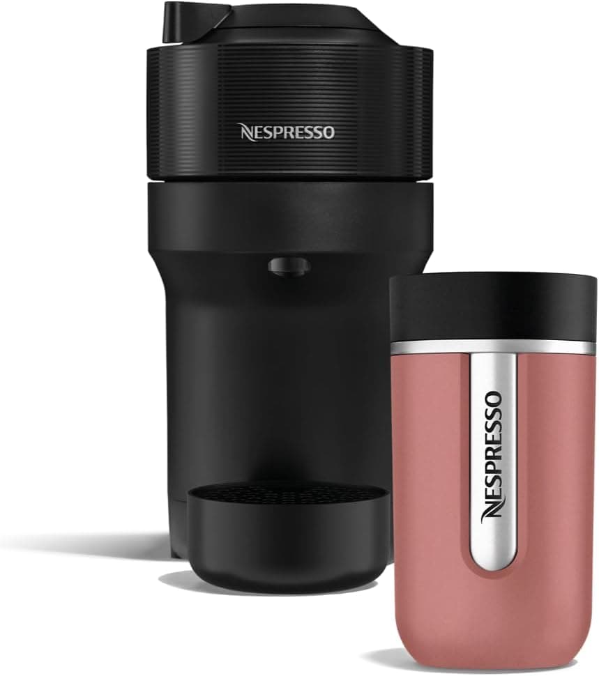 De'LSJFS Nespresso Vertuo Pop ENV90.B, máquina de café de cápsulas de eroccino incluído, 4 tamanhos de caneca, tecnologia de centrifugação, conjunto de boas-vindas incluído, 1260 W, preto alcaçuz