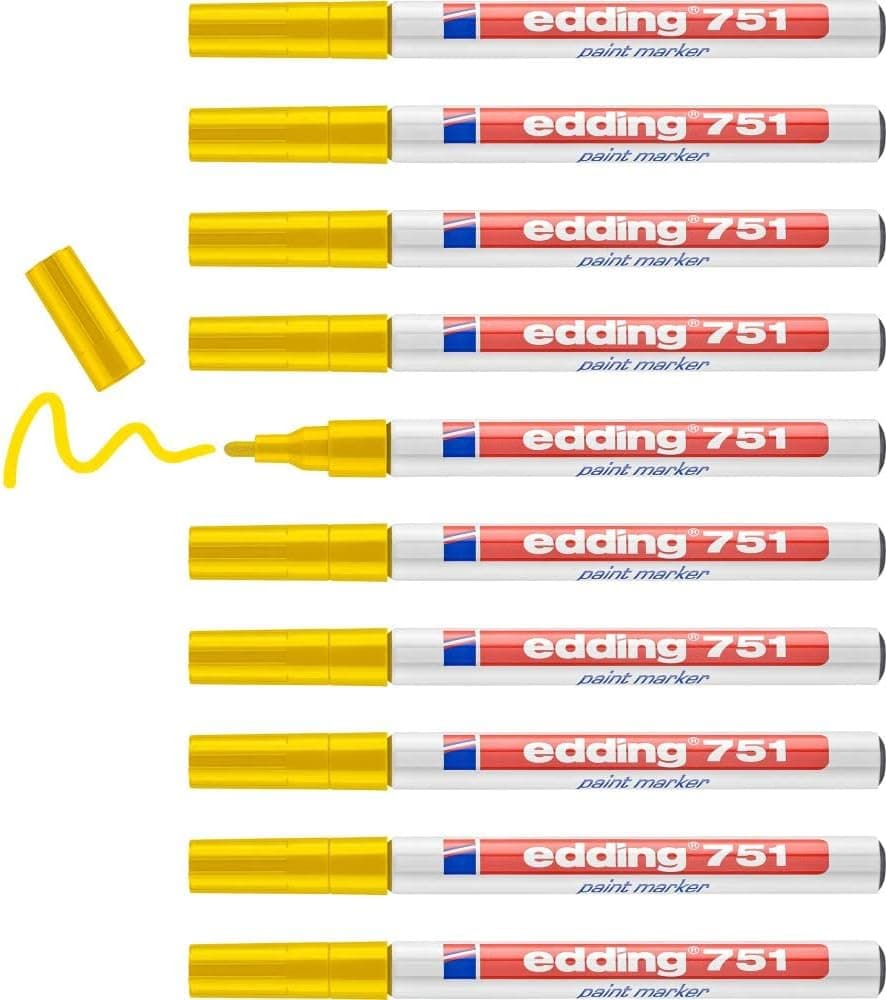 Edding Blíster Marcador permanente de tinta opaca, 10 unidades, amarelo